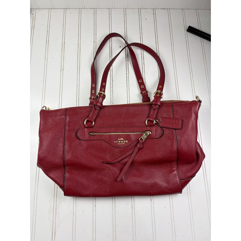 Coach Vintage Y2K Kleo Carryall Red Leather Shoulder Bag Tote - Picture 2 of 12